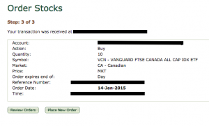 ETF order - Step three