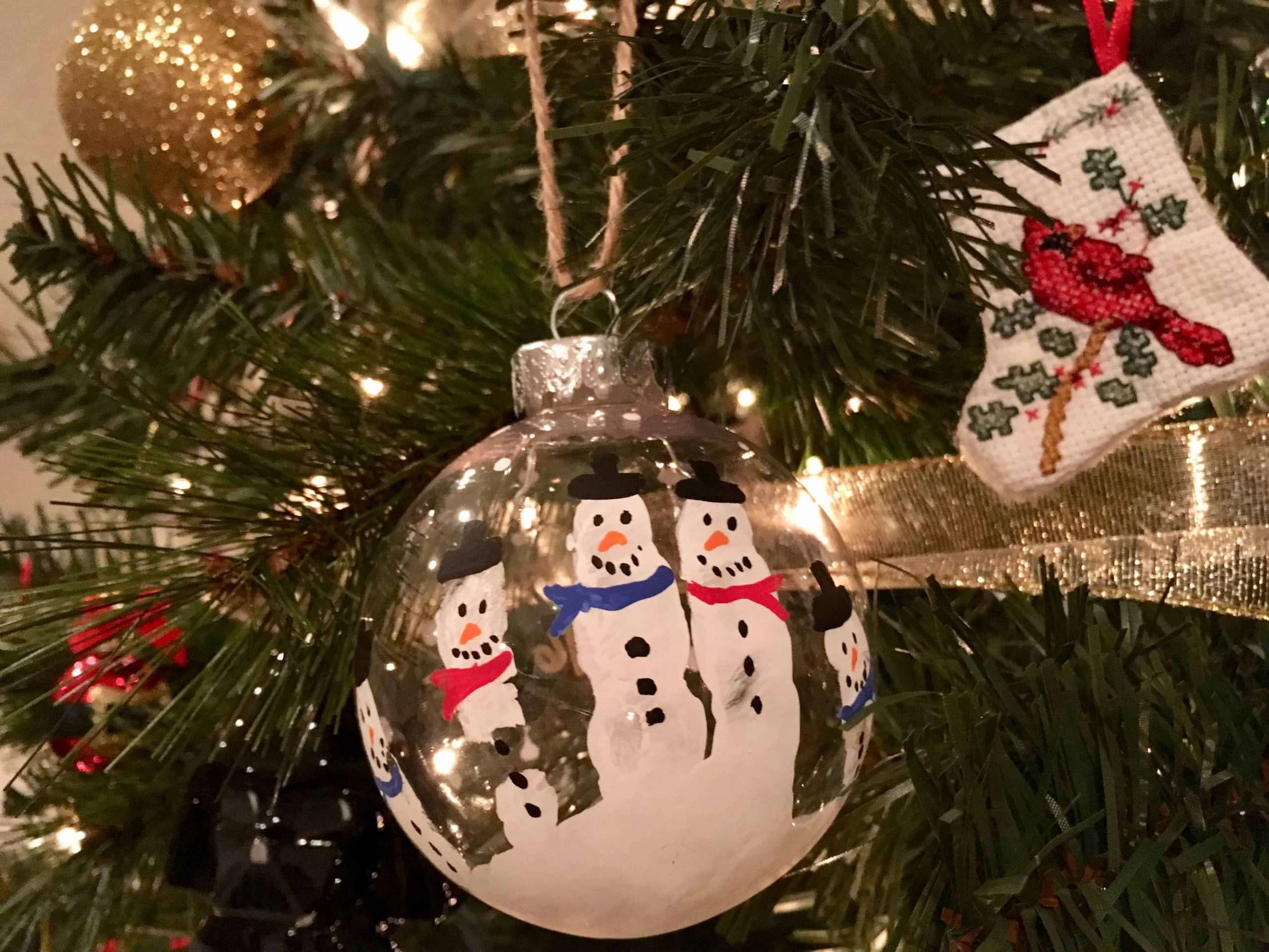 Hand made Christmas ornament on tree