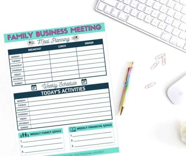 Family Business Meeting Printable - Image 2