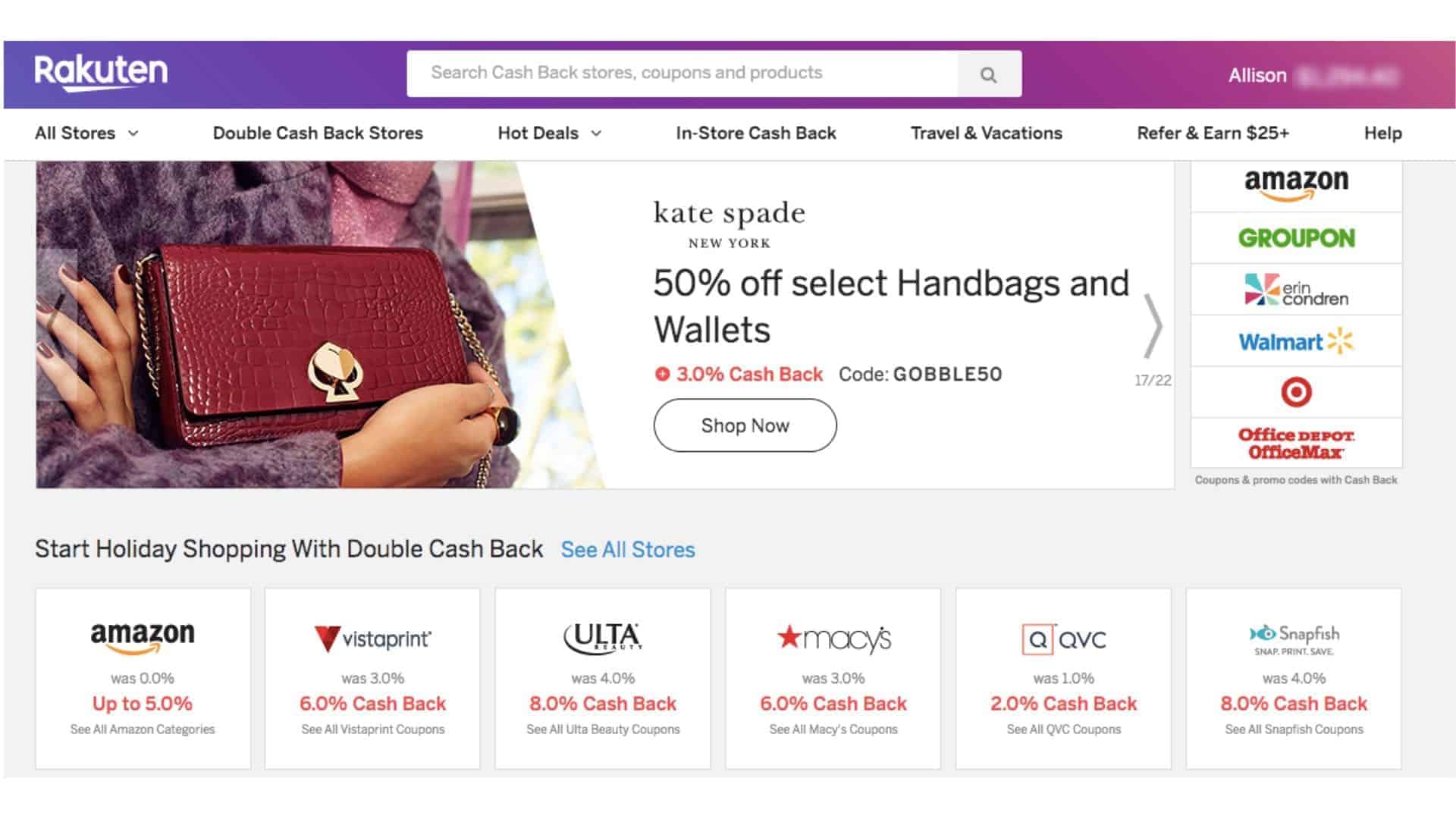 Earn Cash Back with Rakuten