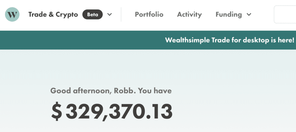 Wealthsimple Trade desktop