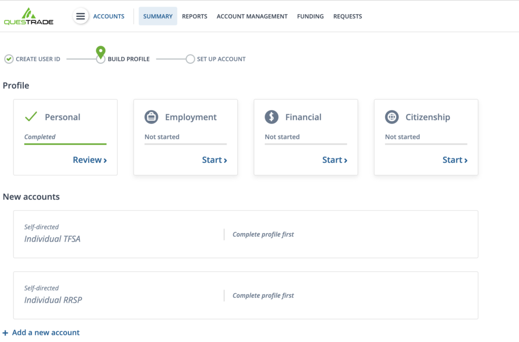 Questrade Account Management