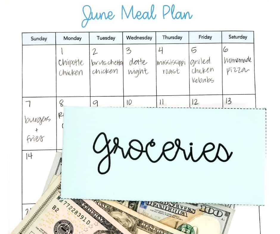 groceries cash envelope and meal plan