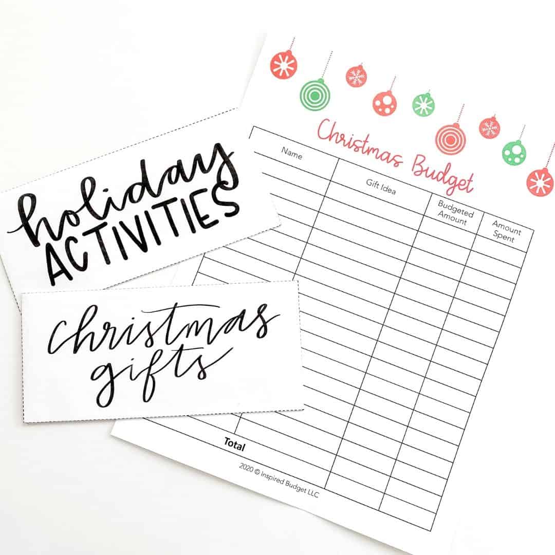 Christmas budget and cash envelopes