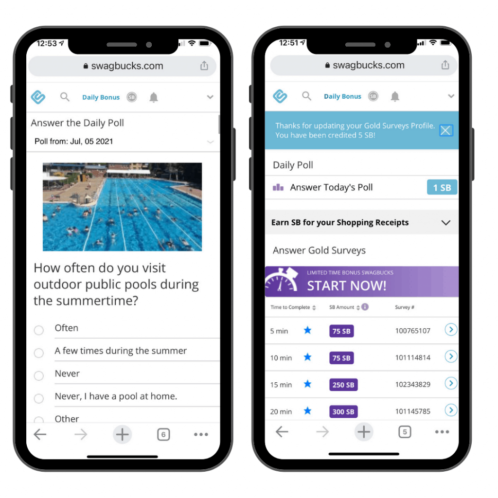 Swagbucks surveys on phone