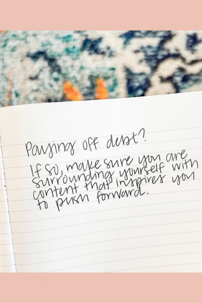 Journal page about paying off debt