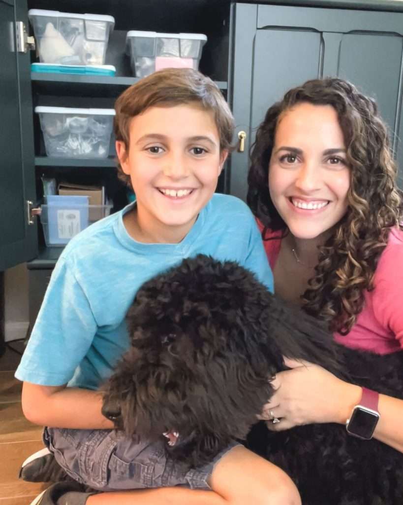 Mom with son and dog